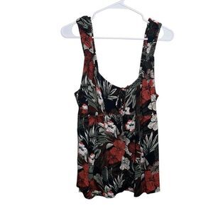 Volcom Tank Top Women's Medium Floral Smocked Sleeveless Artsy Shirt Casual